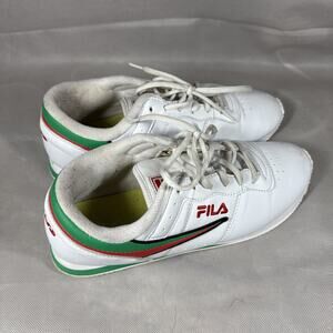 Fila Men’s Classic Sneaker Shoes White Size 9 1/2 Green/Red B2
